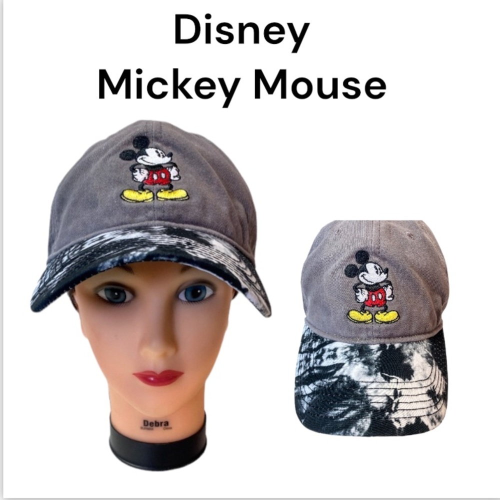 Disney Mickey Mouse 90th Anniversary Tie Dye Strap Back Cap Grey & Black OSFA